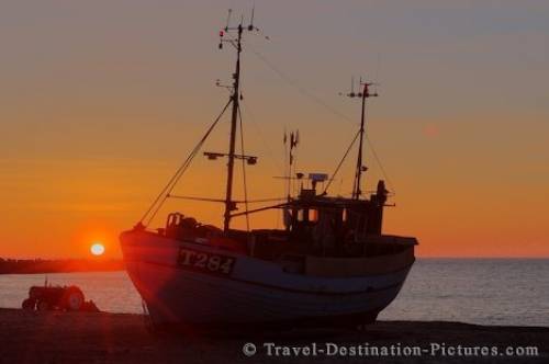 North Sea Sunset Vorupoers Jutland Denmark Europe