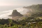 The west coast community of Piha with its black sand beach and Lion Rock.