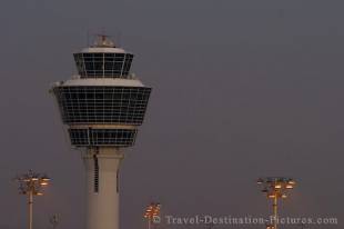 The control tower at the Munich Airport in Germany, Europe.