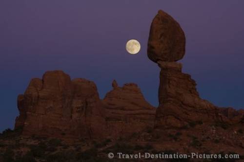 Balanced Rock Moon Arches National Park Utah