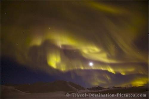 Northern Lights Moon Dempster Highway Yukon